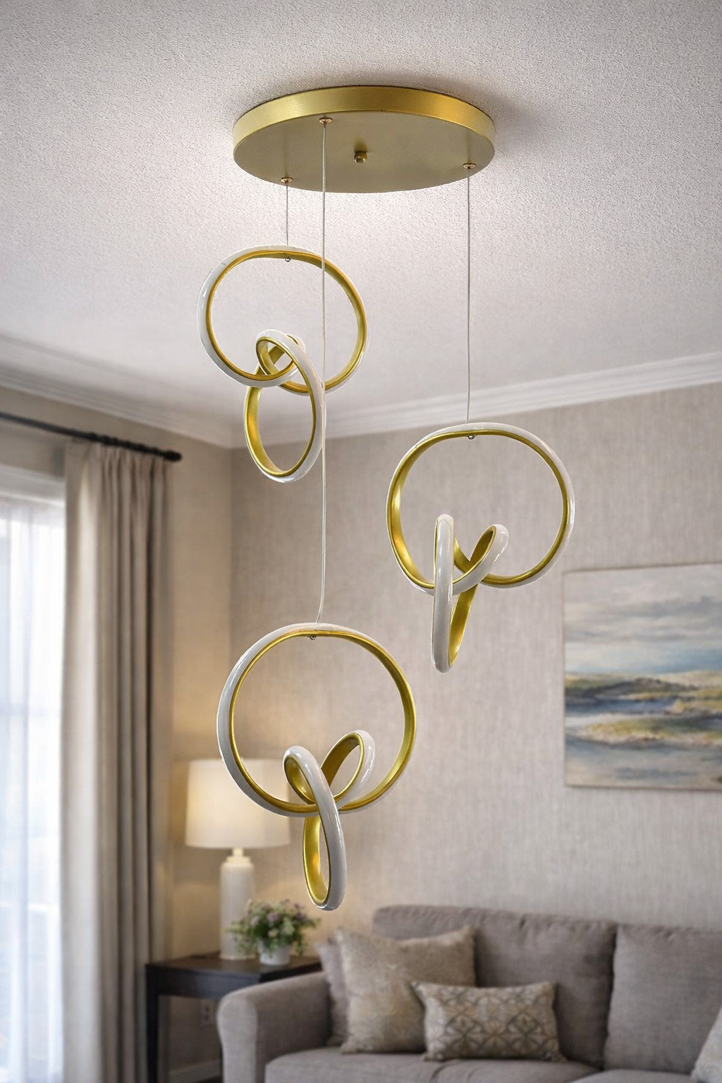 MODERN 3 LÜ SARKIT İMZA MODEL AVİZE GOLD