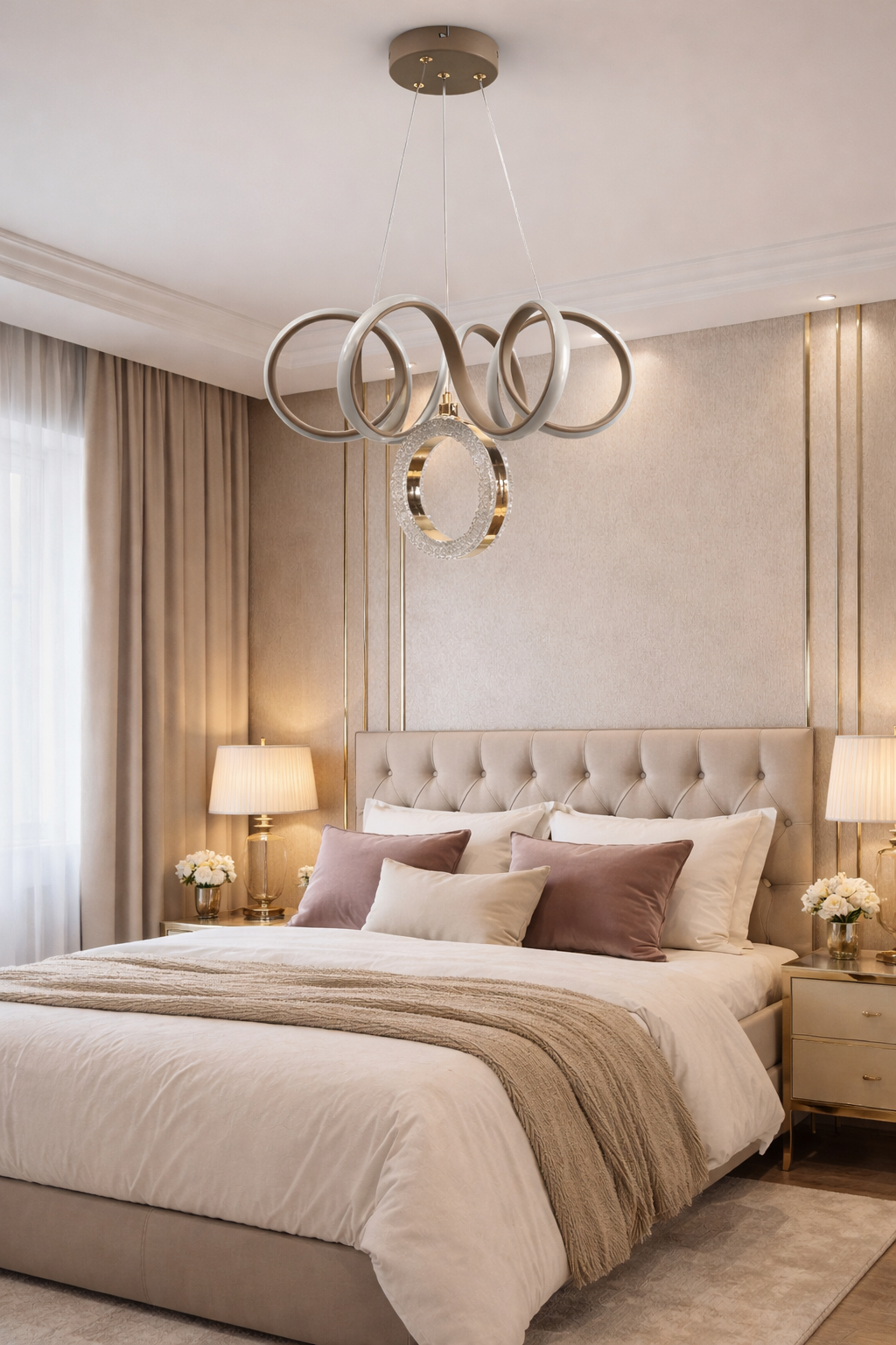 KIVRIMLI MODERN TOPLU LED AVİZE KİREMİT RENK