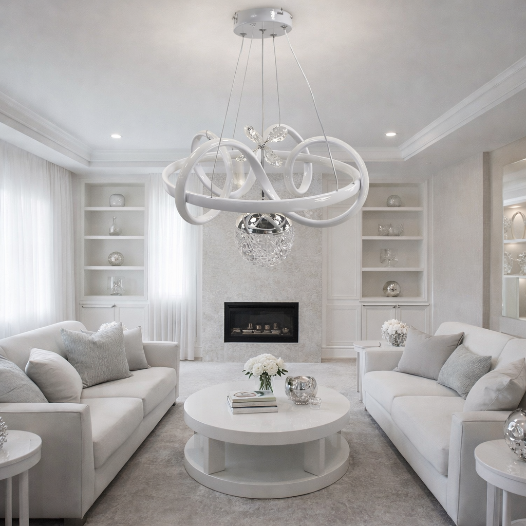 MODERN KÜÇÜK HELEZON TOPLU MODEL LED AVİZE BEYAZ