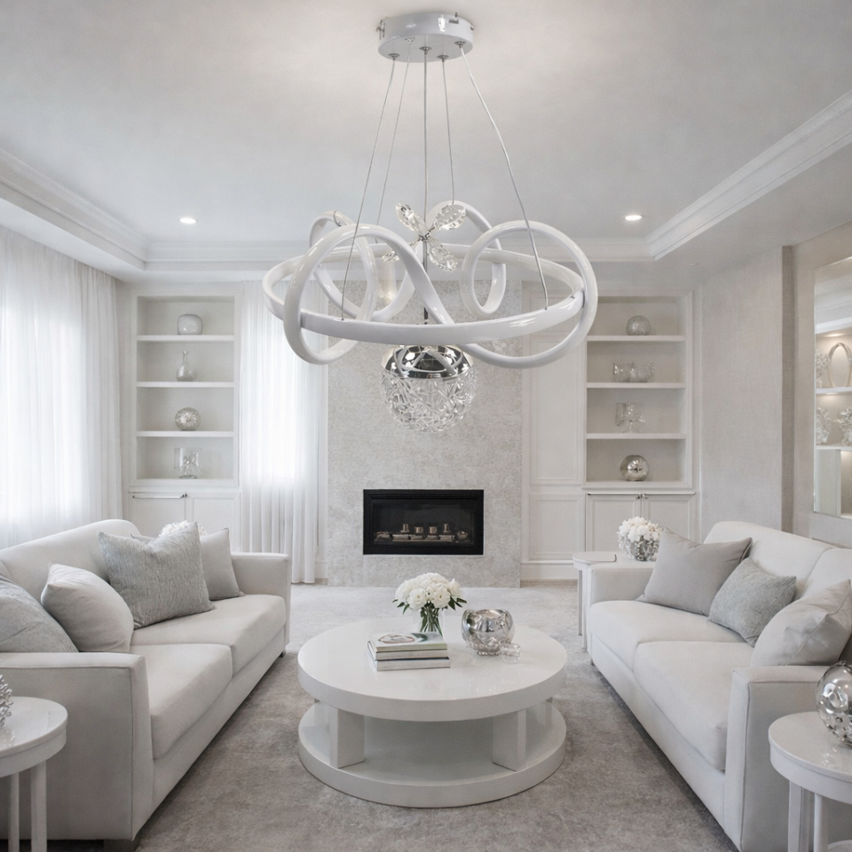 MODERN KÜÇÜK HELEZON TOPLU MODEL LED AVİZE BEYAZ