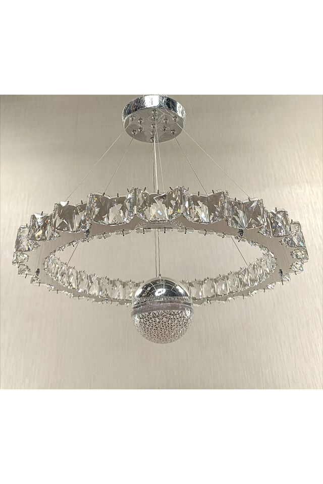 KRİSTAL TAŞLI YILDIZ 3RENK TOPLU MODERN LED AVİZE