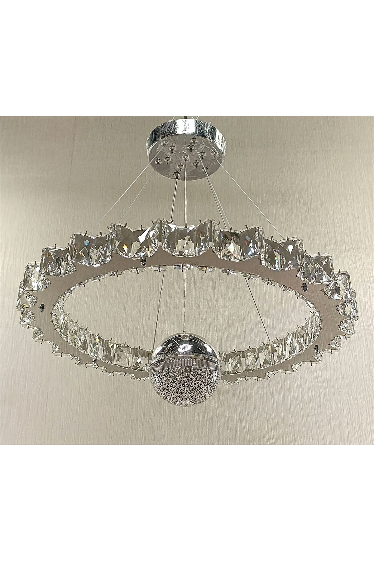 KRİSTAL TAŞLI YILDIZ 3RENK TOPLU MODERN LED AVİZE