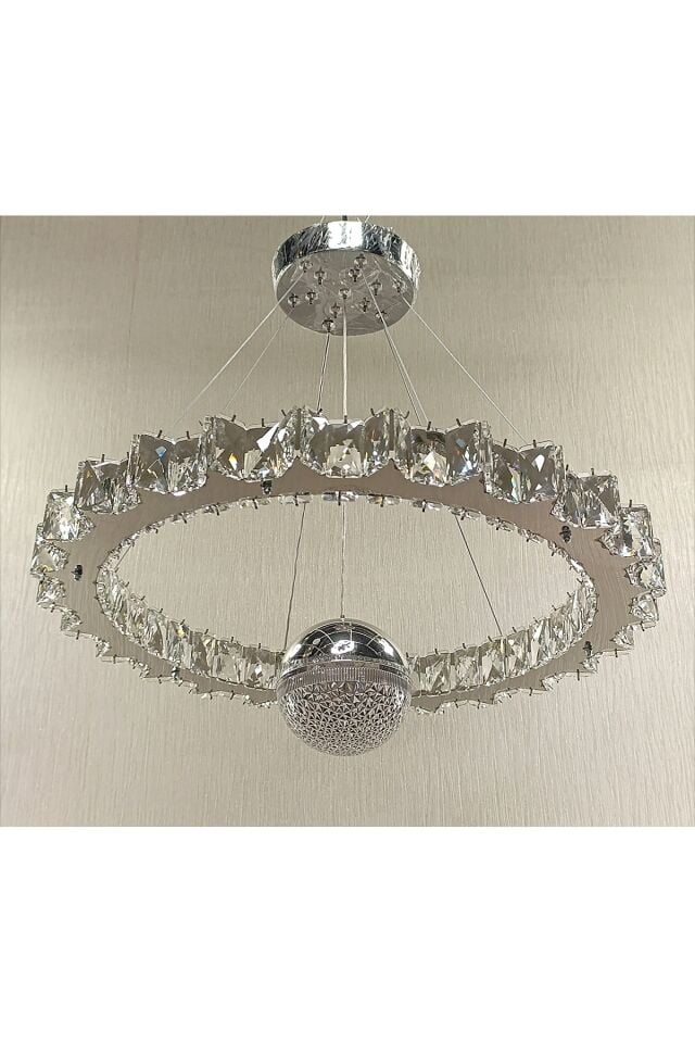 KRİSTAL TAŞLI YILDIZ 3RENK TOPLU MODERN LED AVİZE