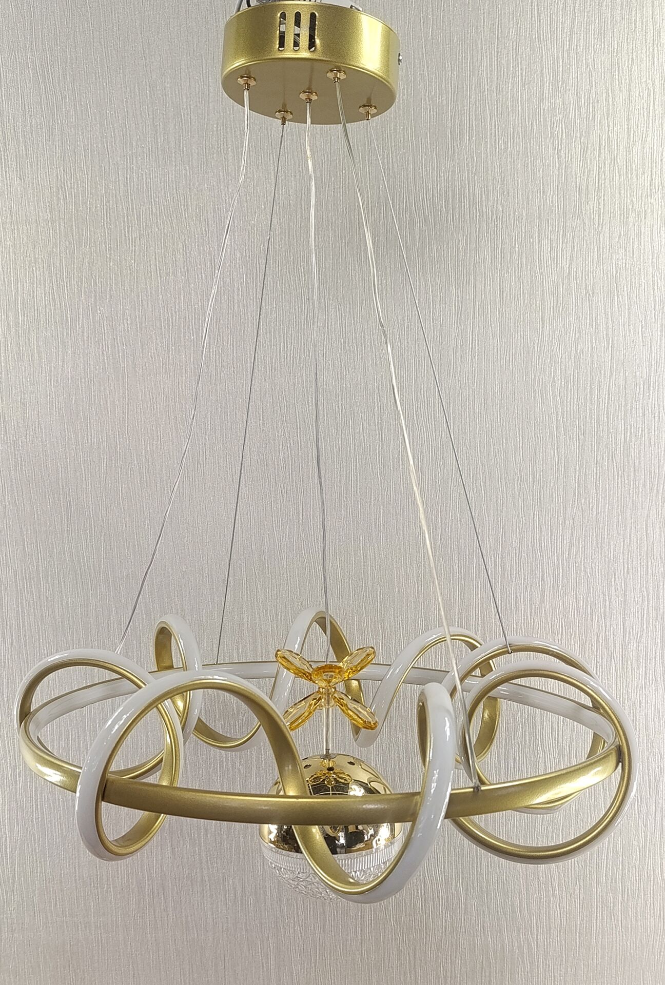 3KADEMELİ HELEZİON STATİK GOLD MODERN LED AVİZE