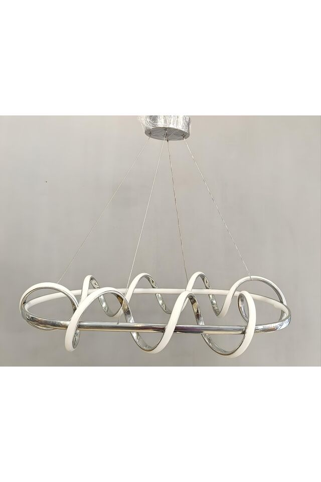 3KADEMELİ YEMEK MASASI MODERN KROM LED AVİZE