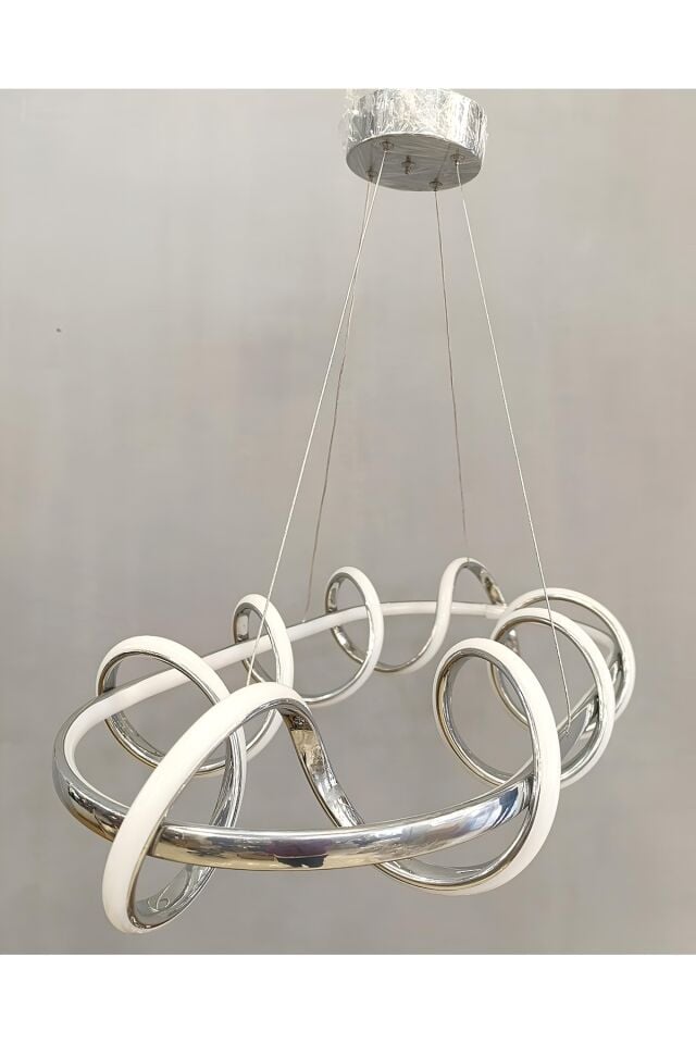 3KADEMELİ YEMEK MASASI MODERN KROM LED AVİZE