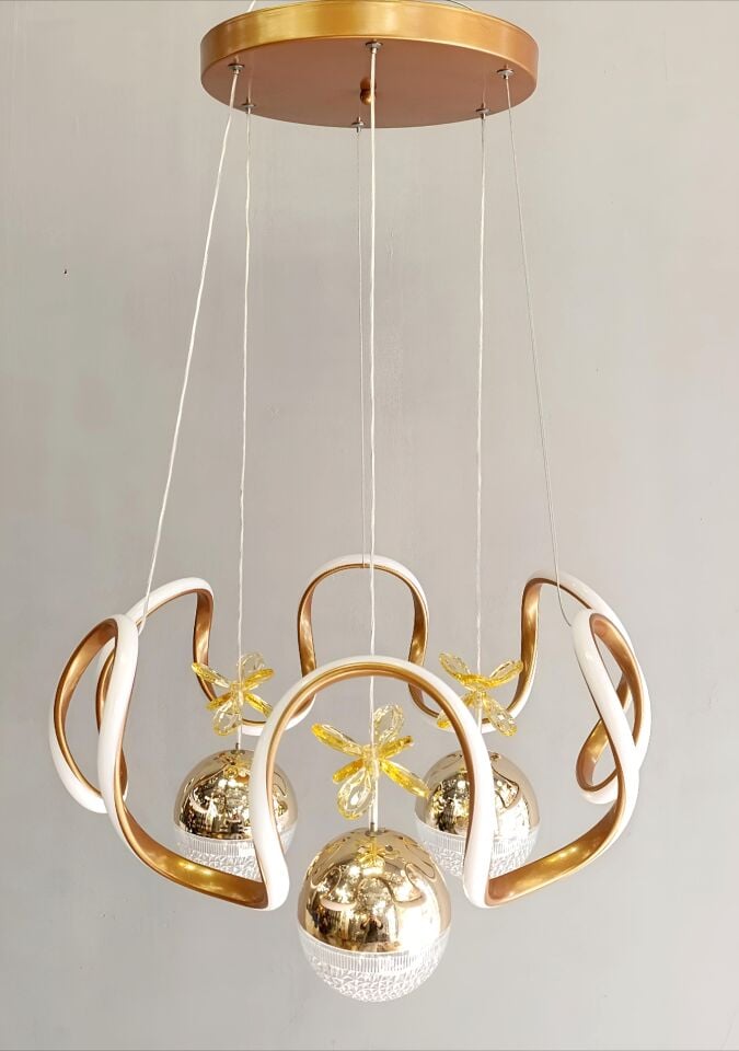 3KADEMELİ BULUT ŞEKER TOPLU MODERN BRONZ LED AVİZE