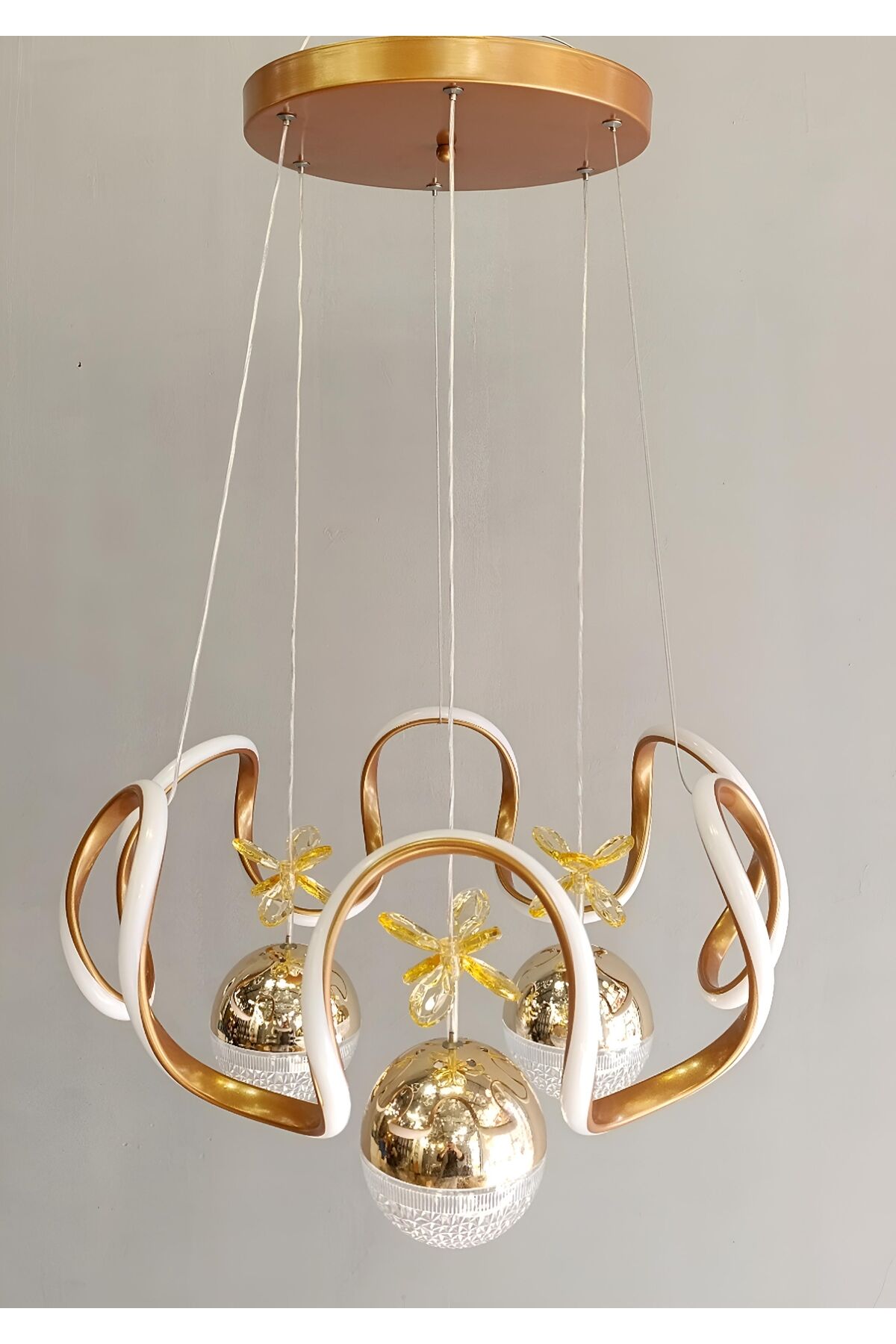 3KADEMELİ BULUT ŞEKER TOPLU MODERN BRONZ LED AVİZE