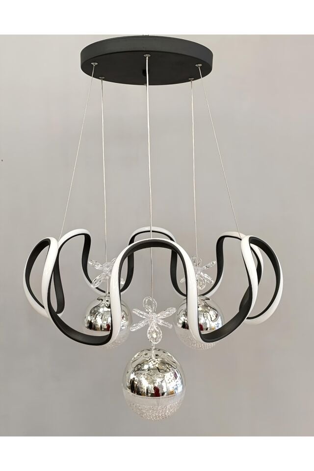 3 KADEMELİ BULUT ŞEKER TOPLU MODERN SİYAH LED AVİZE