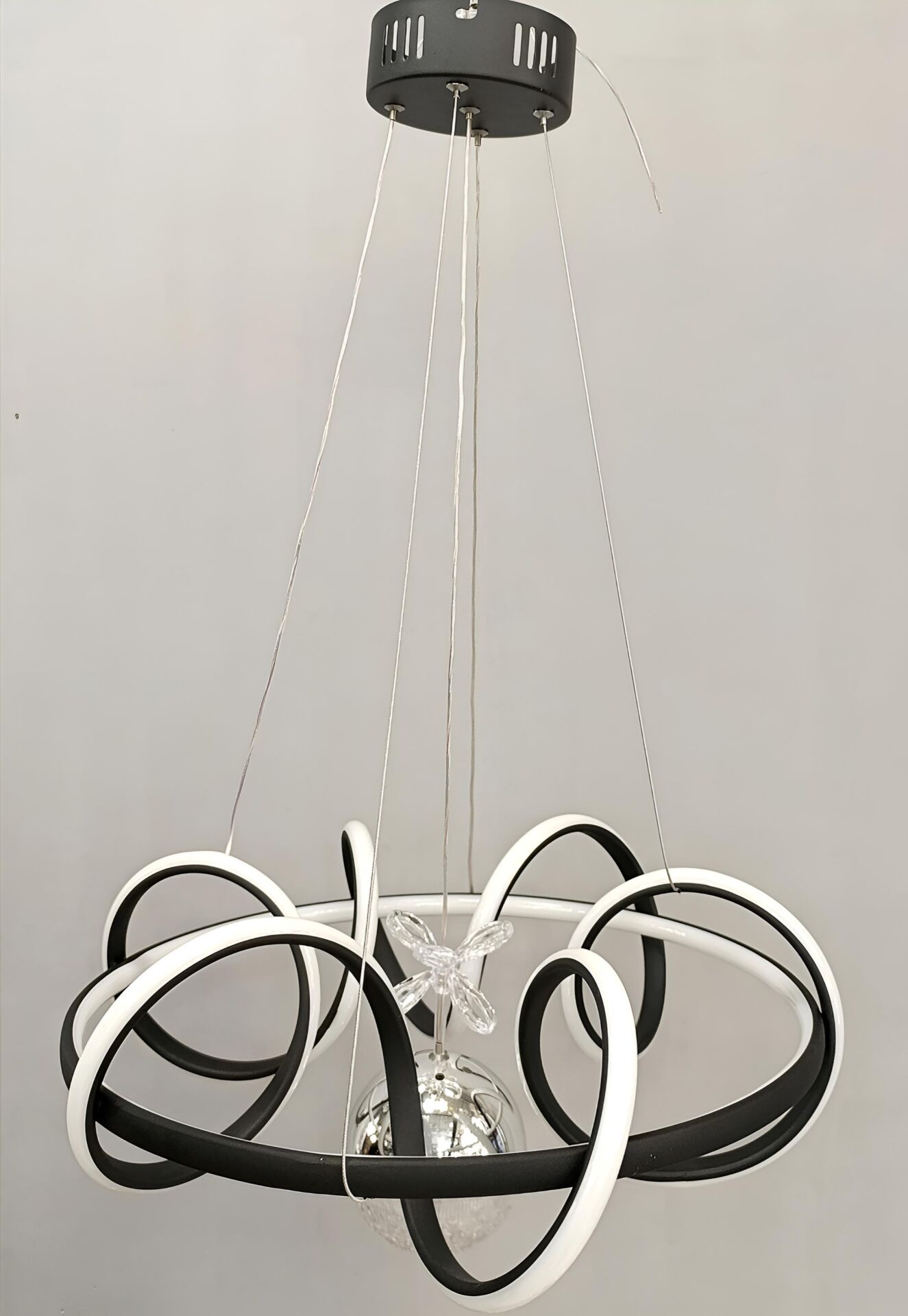 3KADEMELİ MODERN HELEZİON SİYAH LED AVİZE