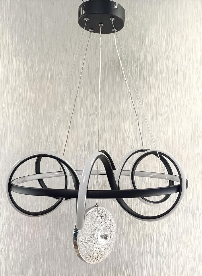 3KADEMELİ MODERN HELEZİON SİYAH LED AVİZE