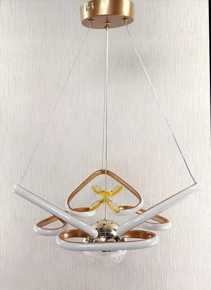 3KOLLU KELEBEK KRİSTALLİ BRONZ LED AVİZE