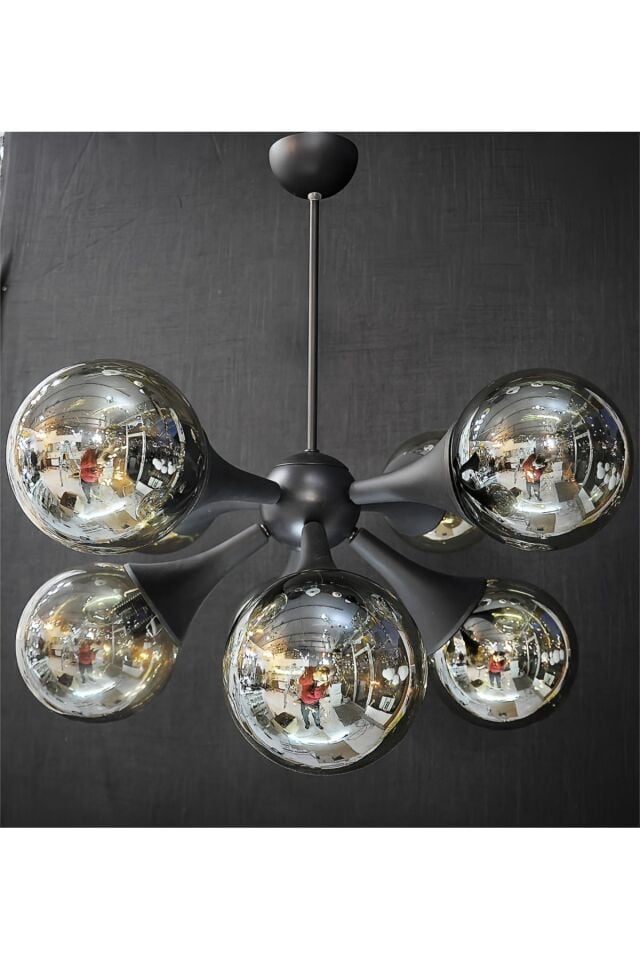 8 Li Modern Küre Glop Camlı Avize