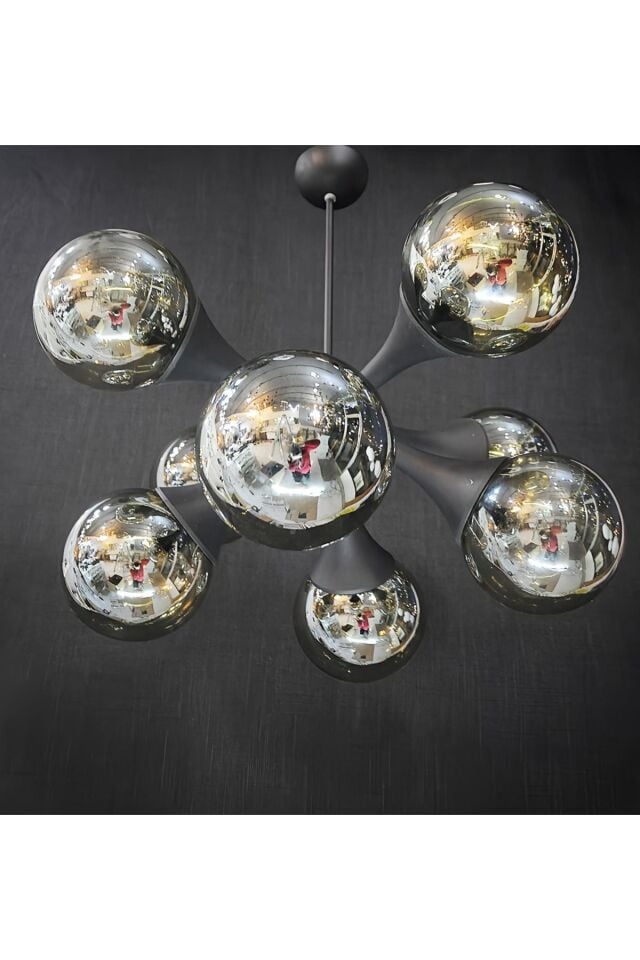 8 Li Modern Küre Glop Camlı Avize