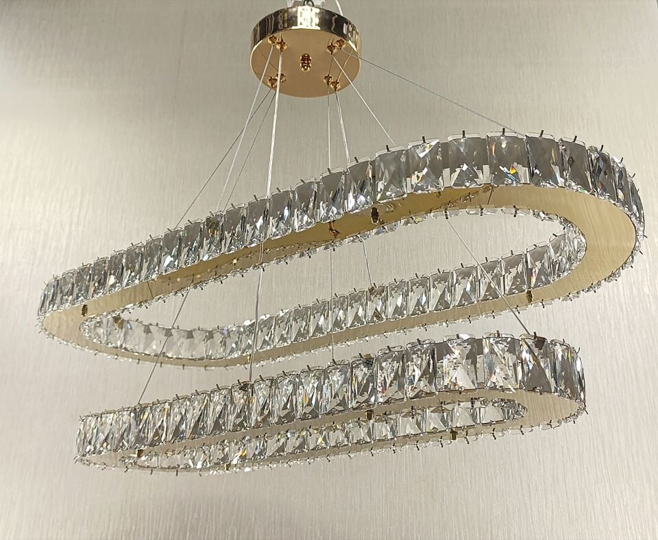 ELİPS 2 KATLI KRİSTAL LEDLİ AVİZE