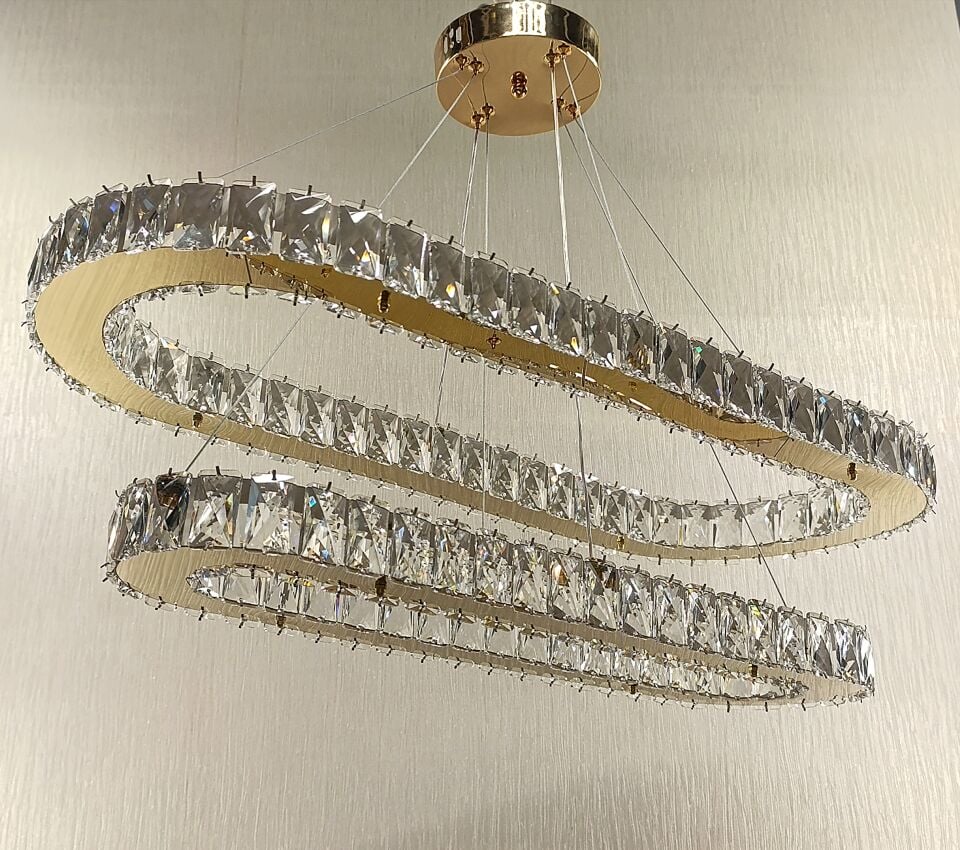 ELİPS 2 KATLI KRİSTAL LEDLİ AVİZE