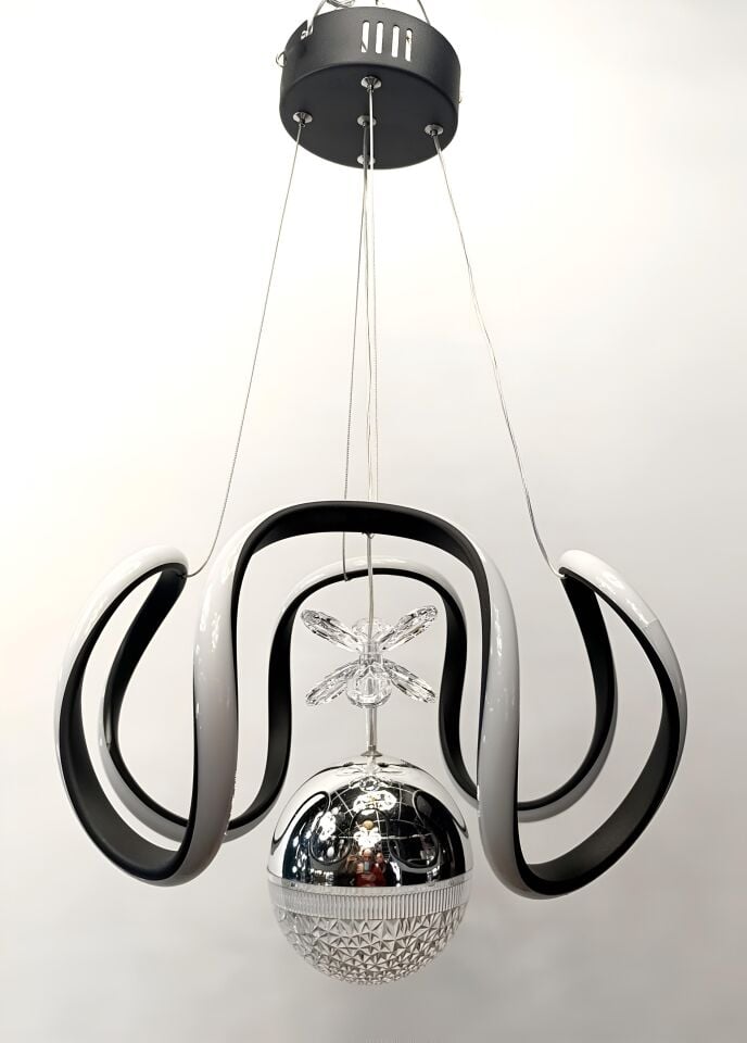 DRON MODEL TEK TOPLU MODERN LED AVİZE SİYAH RENK