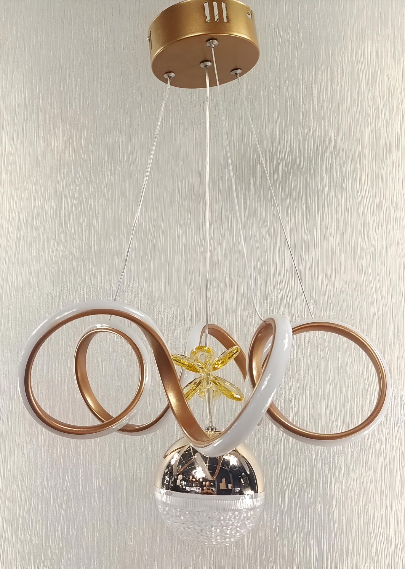 KIVRIMLI MODEL TEK TOPLU MODERN LED AVİZE BRONZ RENK