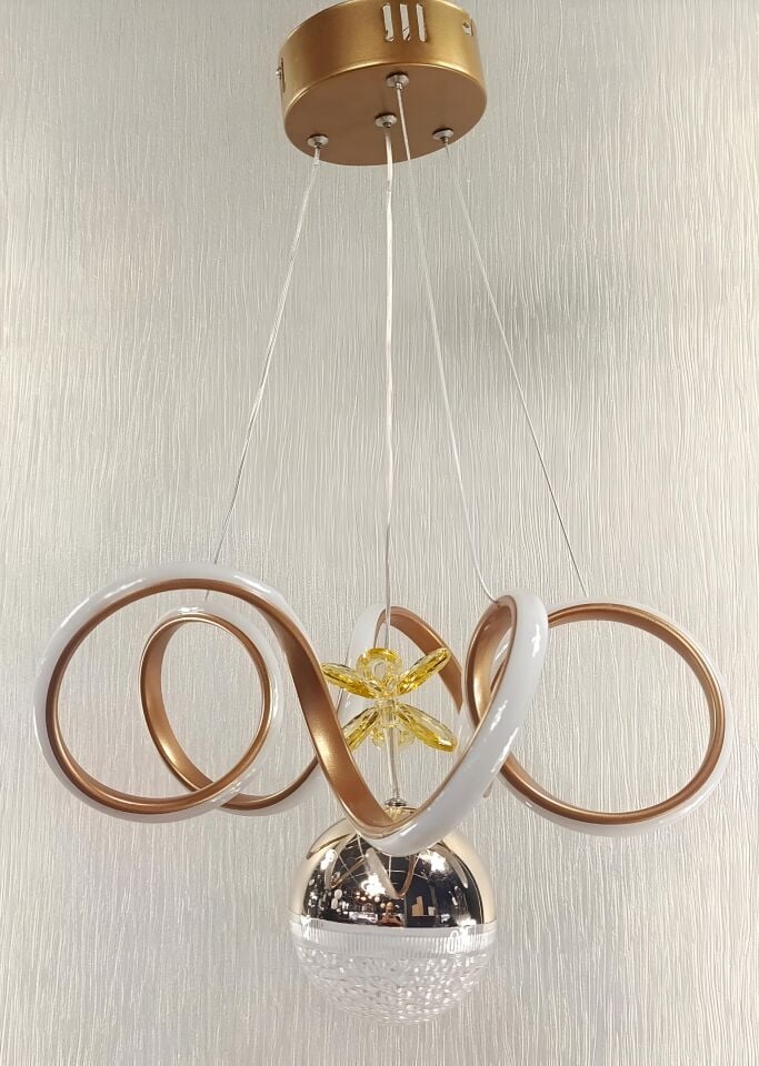 KIVRIMLI MODEL TEK TOPLU MODERN LED AVİZE BRONZ RENK