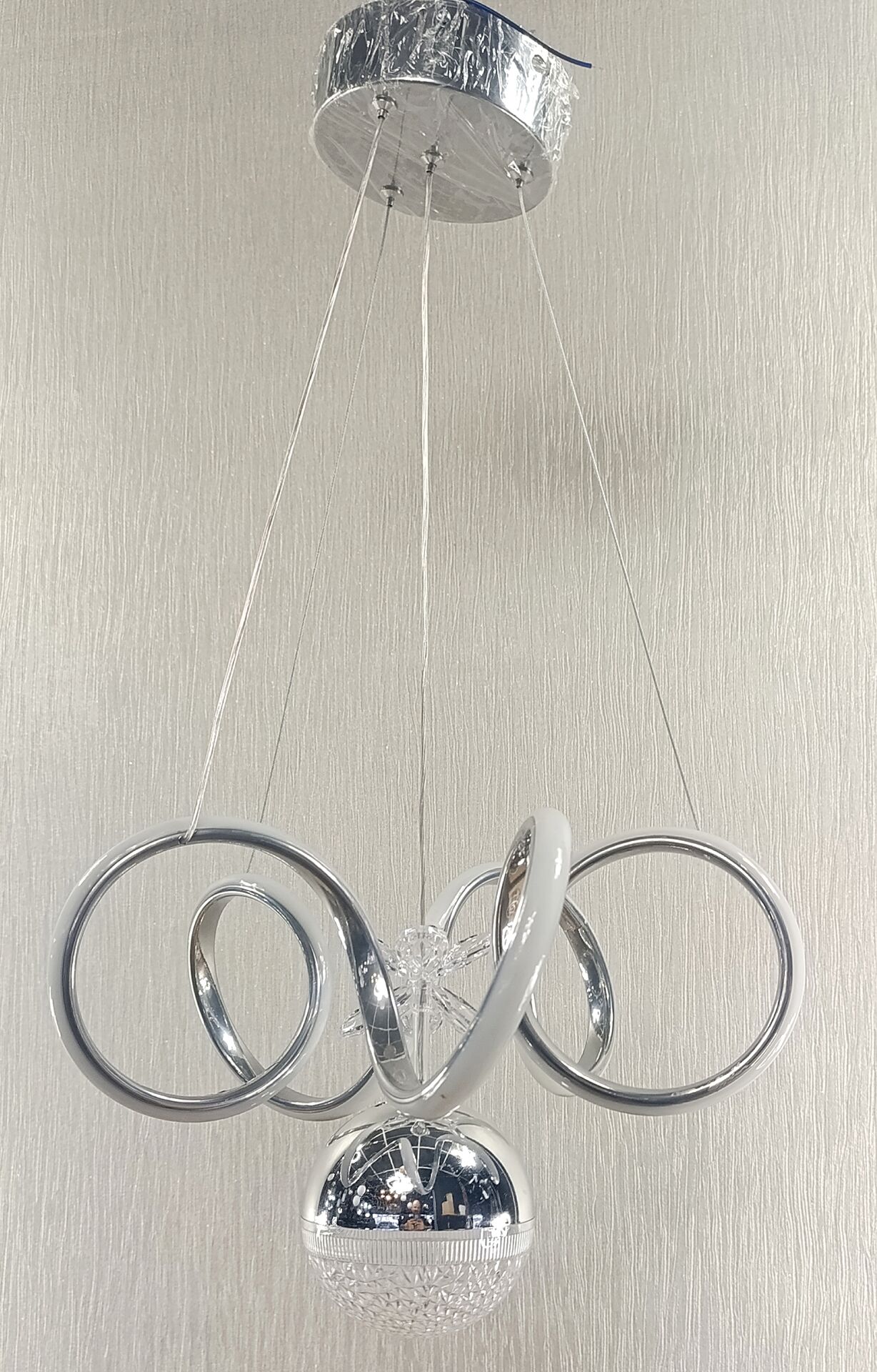 KIVRIMLI MODEL TEK TOPLU MODERN LED AVİZE KROM RENK