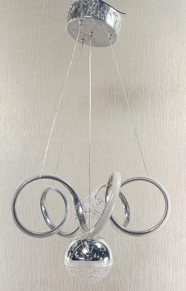 KIVRIMLI MODEL TEK TOPLU MODERN LED AVİZE KROM RENK