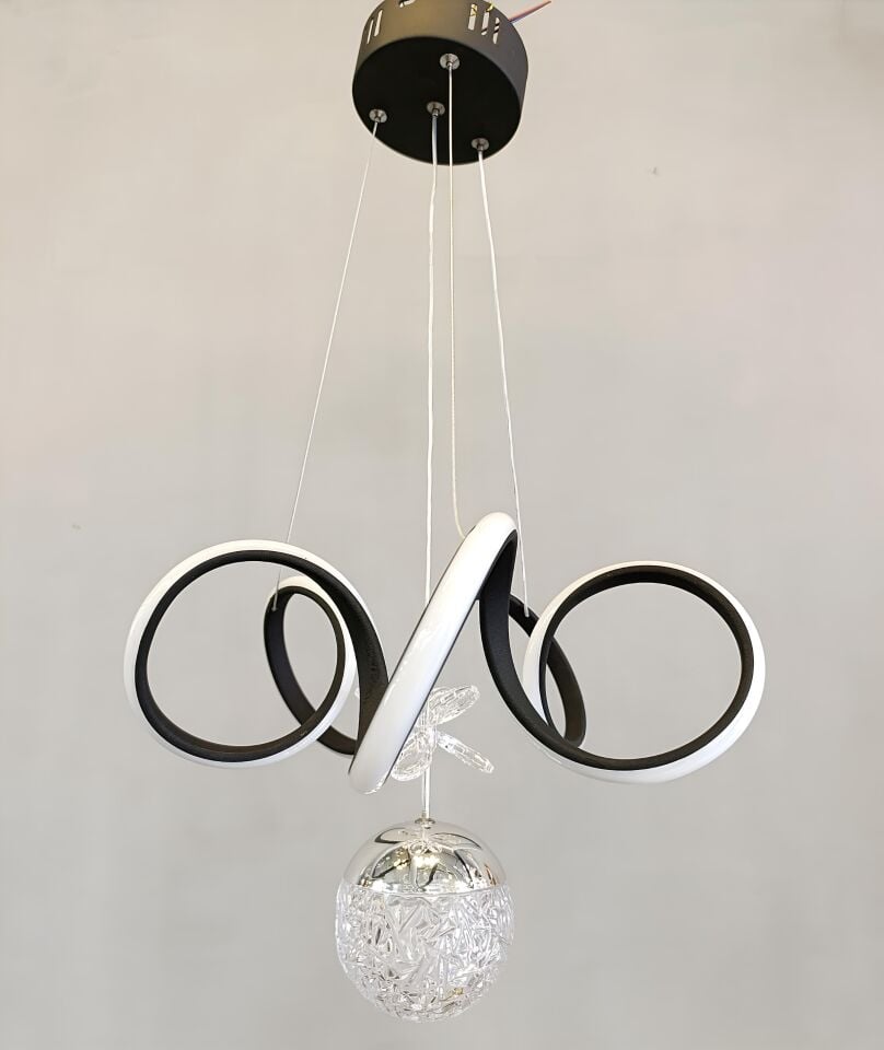 KIVRIMLI MODEL TEK TOPLU MODERN LED AVİZE SİYAH RENK