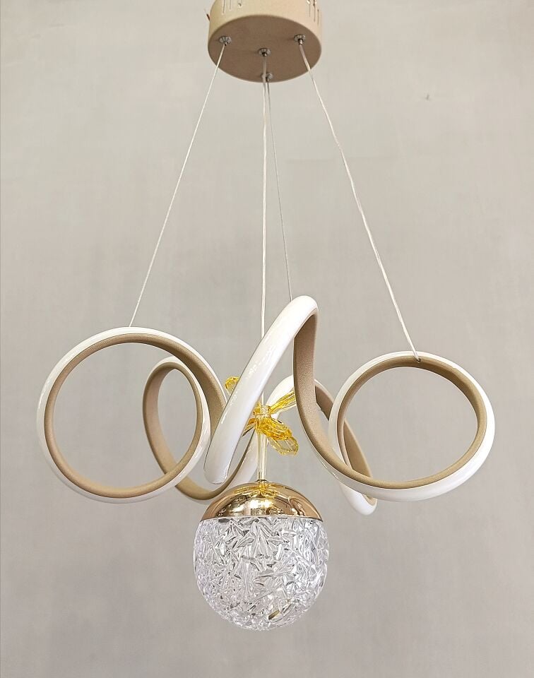 KIVRIMLI MODEL TEK TOPLU MODERN LED AVİZE CAPPUCCİNO RENK