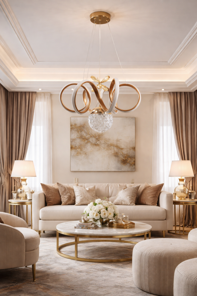 KIVRIMLI MODERN LED TOPLU AVİZE BRONZ RENK