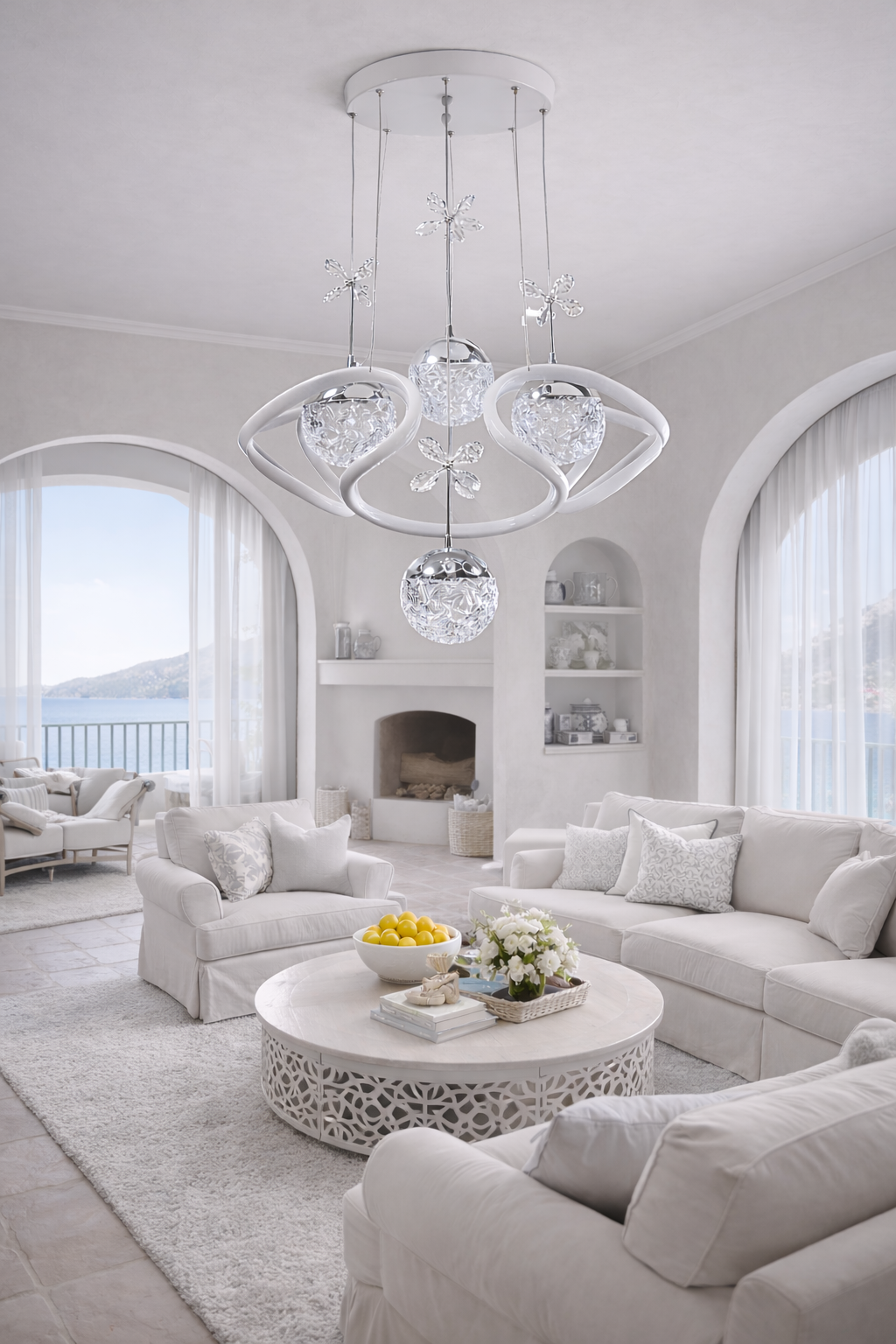 MODERN 4 TOPLU LED AVİZE BEYAZ RENK