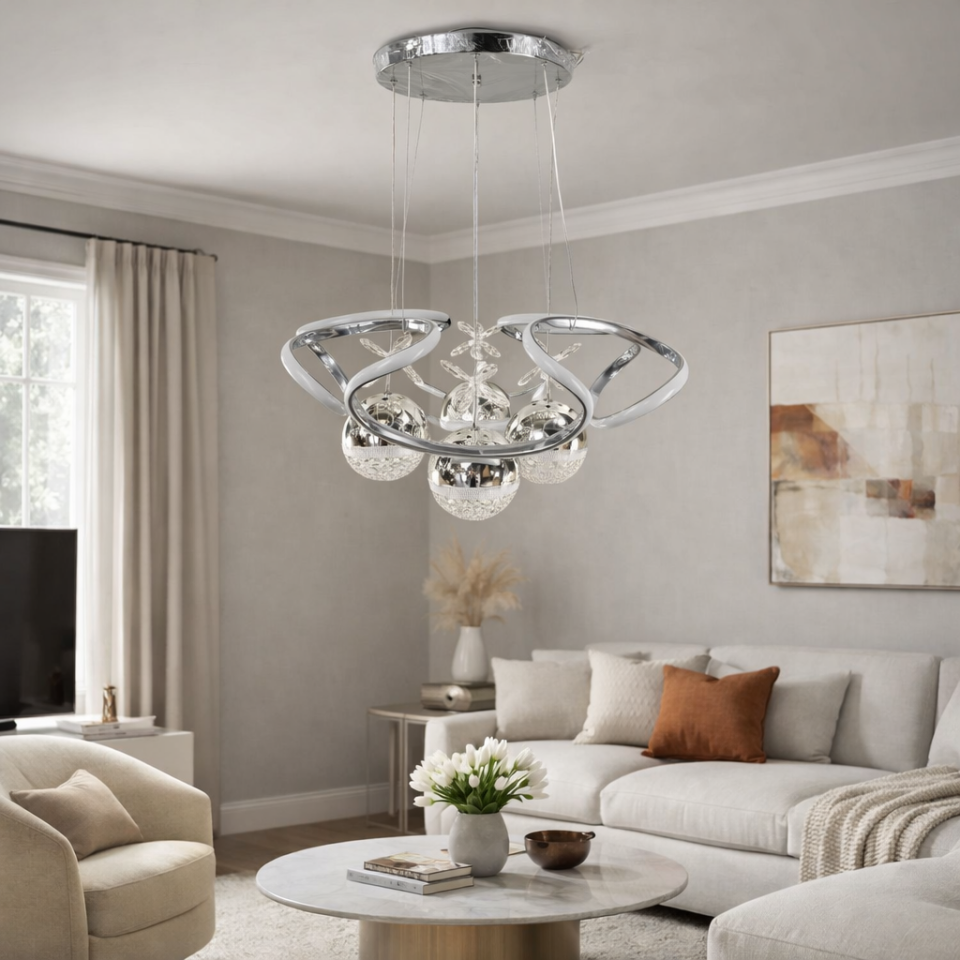 MODERN 4 TOPLU LED AVİZE KROM RENK