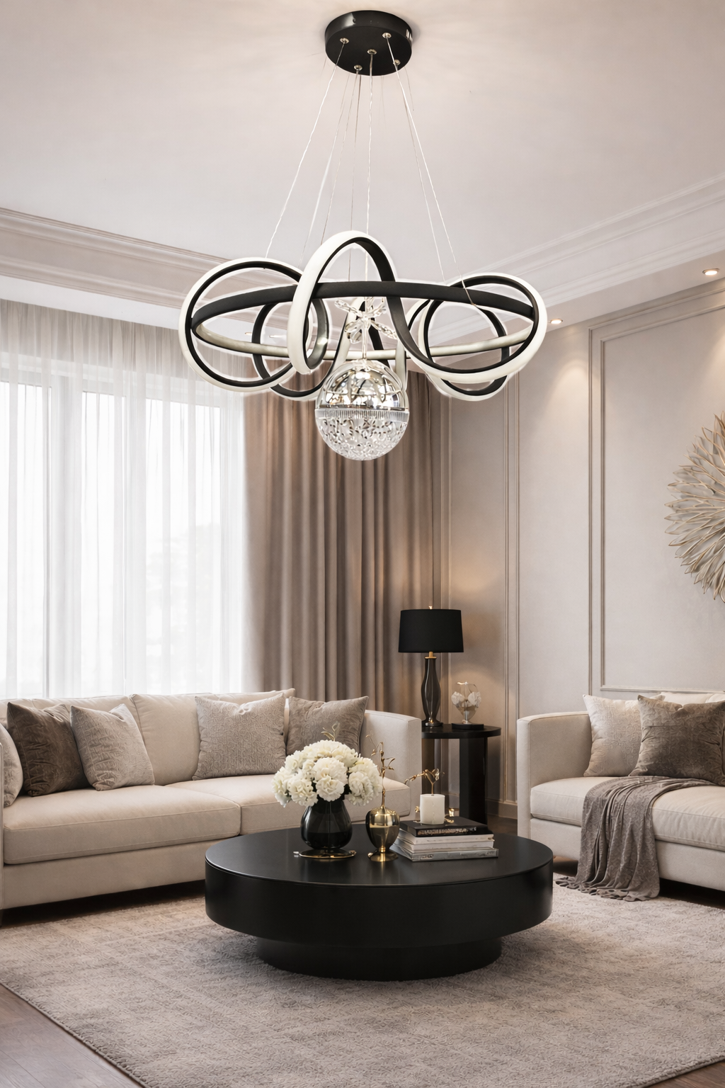 MODERN HELEZON TOPLU LED AVİZE SİYAH RENK