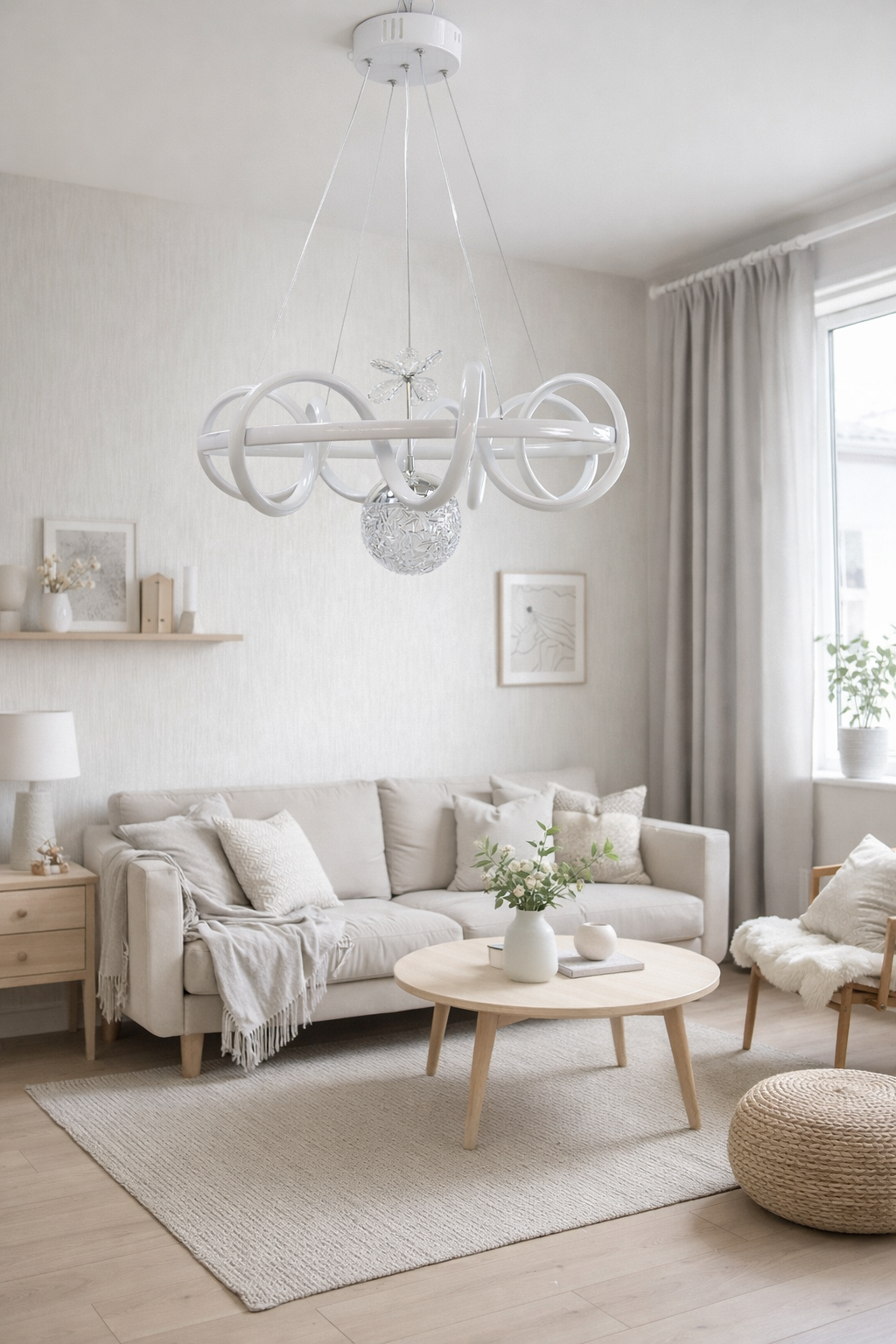 MODERN HELEZON TOPLU LED AVİZE BEYAZ RENK