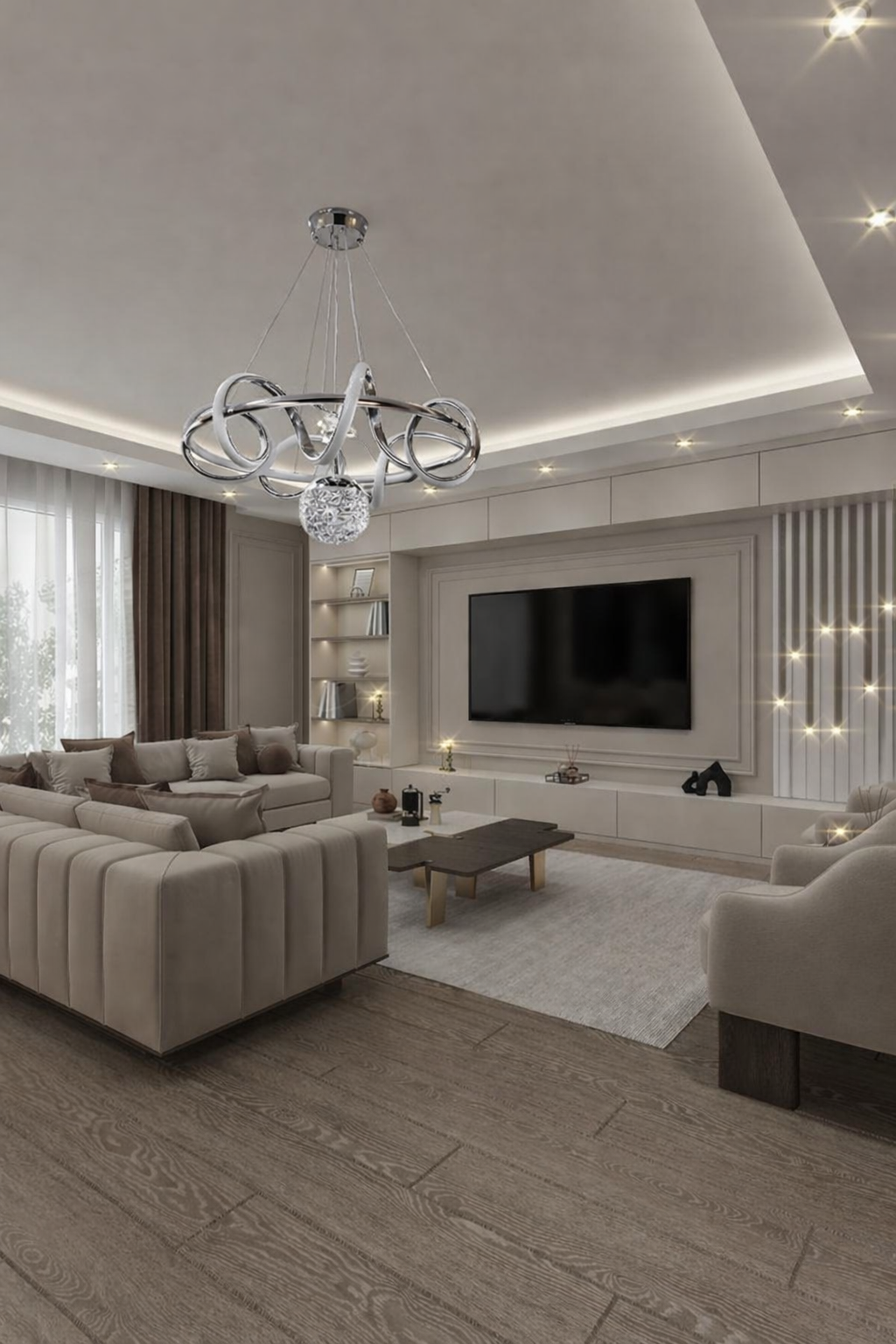 MODERN HELEZON TOPLU LED AVİZE KROM RENK