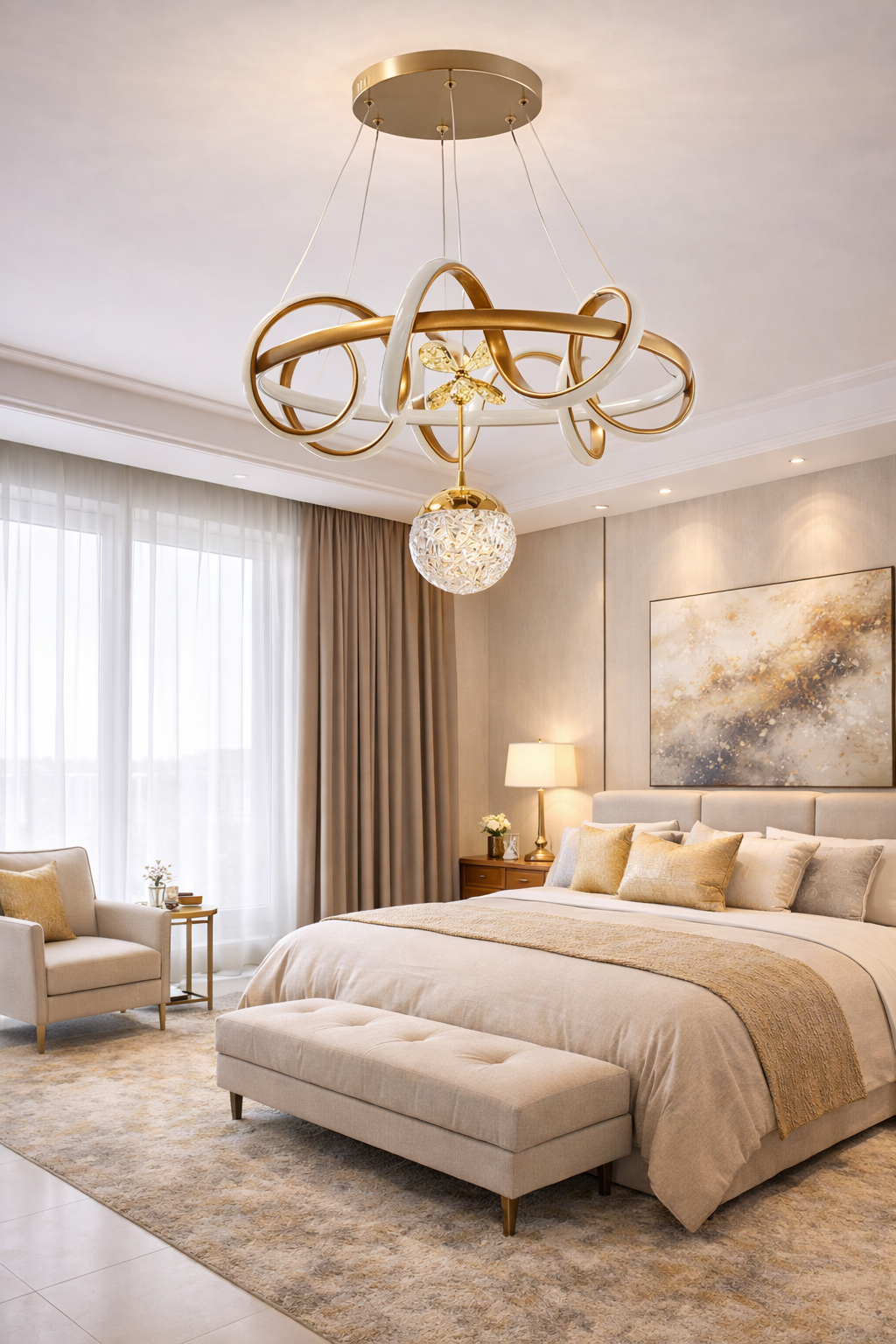 MODERN HELEZON TOPLU LED AVİZE BRONZ RENK