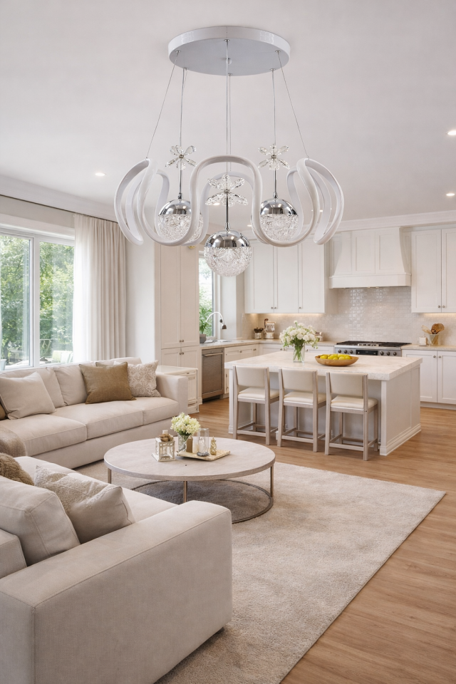 MODERN 3 TOPLU LED AVİZE BEYAZ RENK