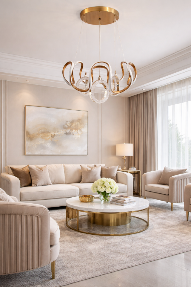 MODERN 3 HALKALI LED AVİZE BRONZ RENK