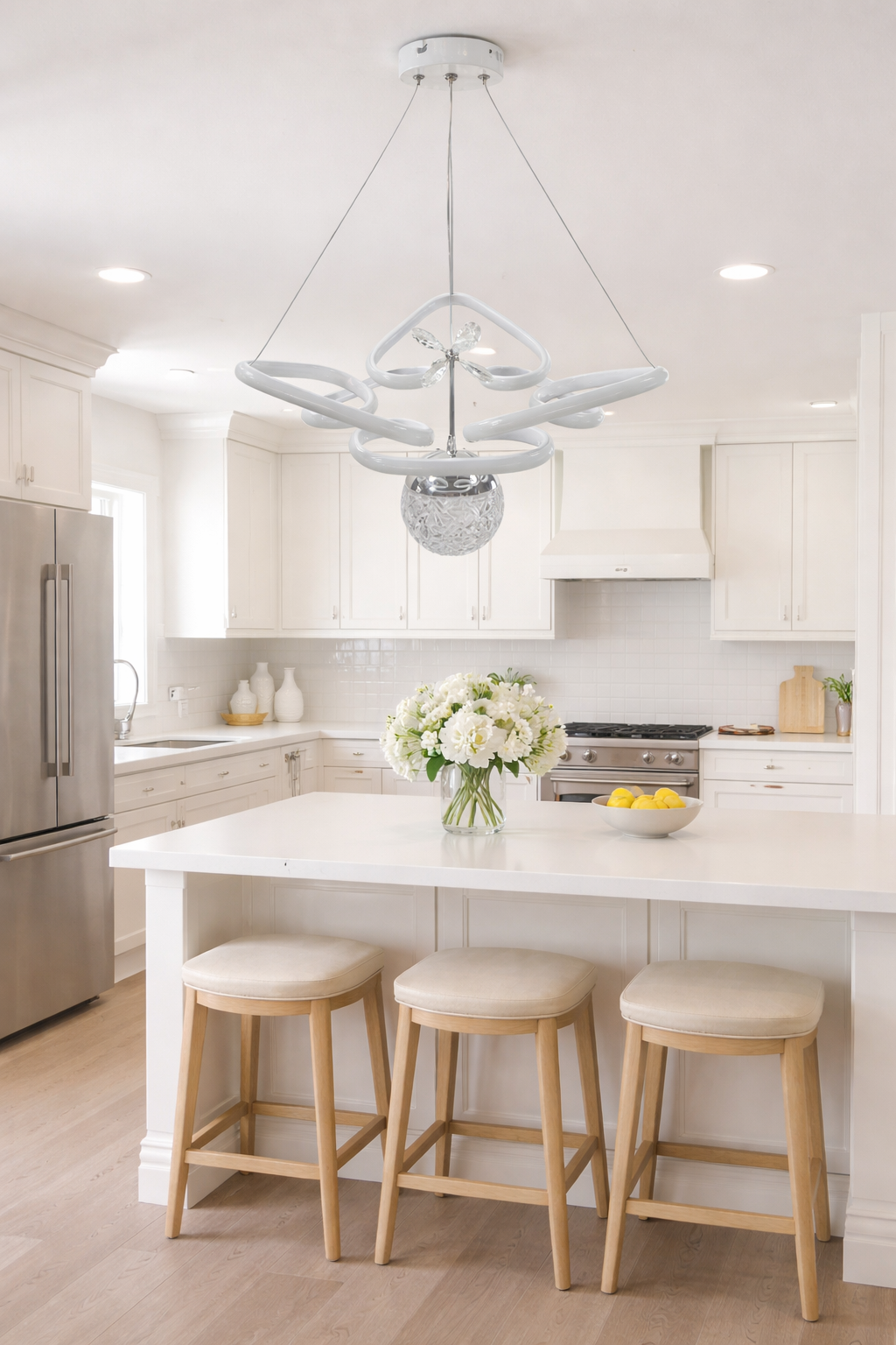 MODERN TAÇ MODEL LED AVİZE BEYAZ RENK