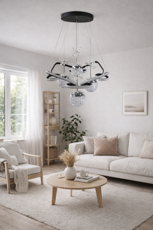 MODERN TAÇ MODEL 4 TOPLU LED AVİZE SİYAH RENK