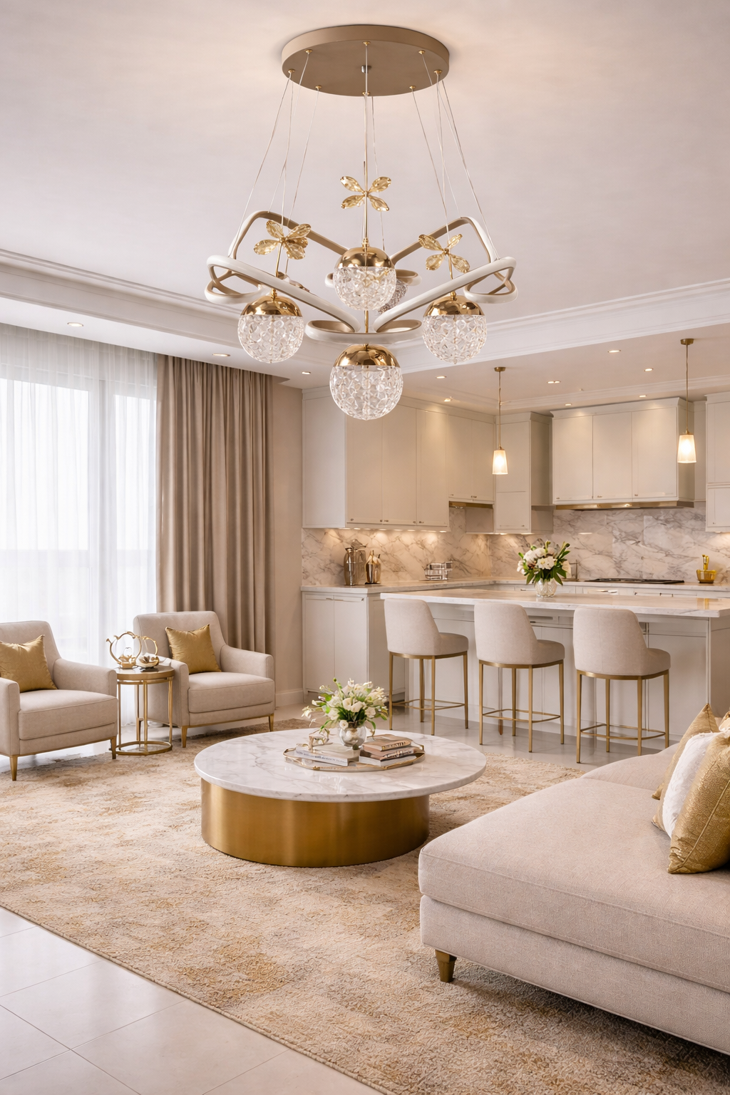 MODERN TAÇ MODEL 4 TOPLU LED AVİZE KİREMİT RENK