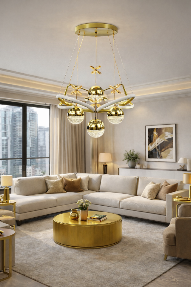 MODERN TAÇ MODEL 4 TOPLU LED AVİZE GOLD RENK