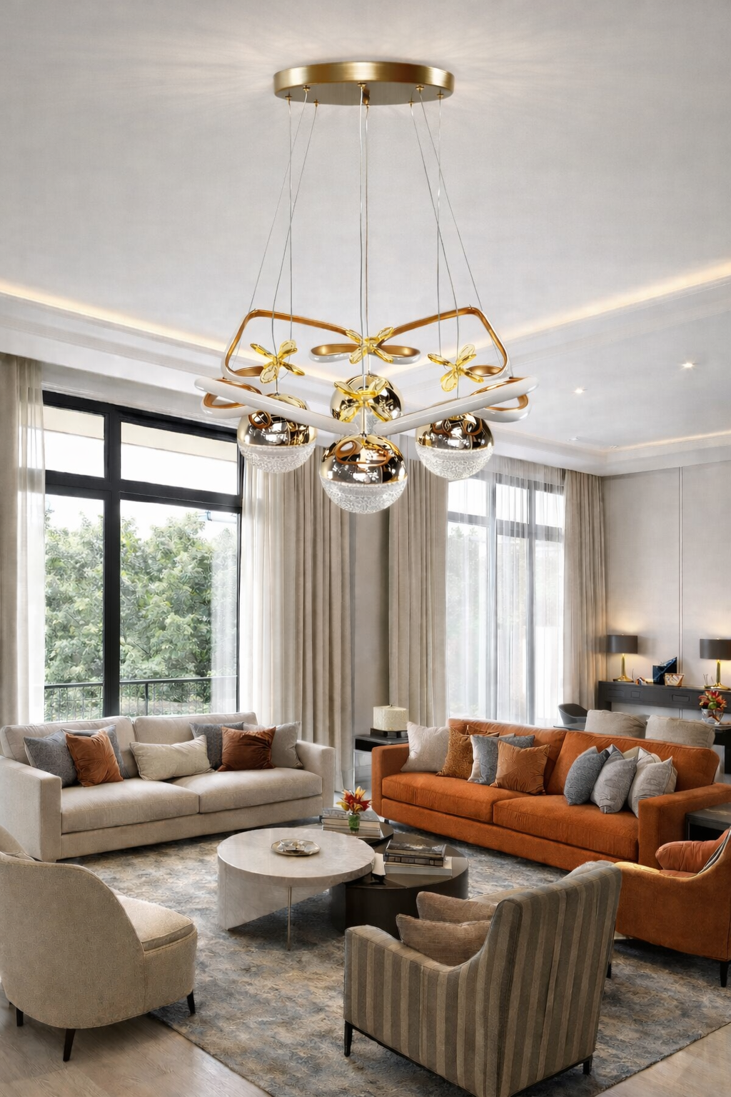 MODERN TAÇ MODEL 4 TOPLU LED AVİZE BRONZ RENK