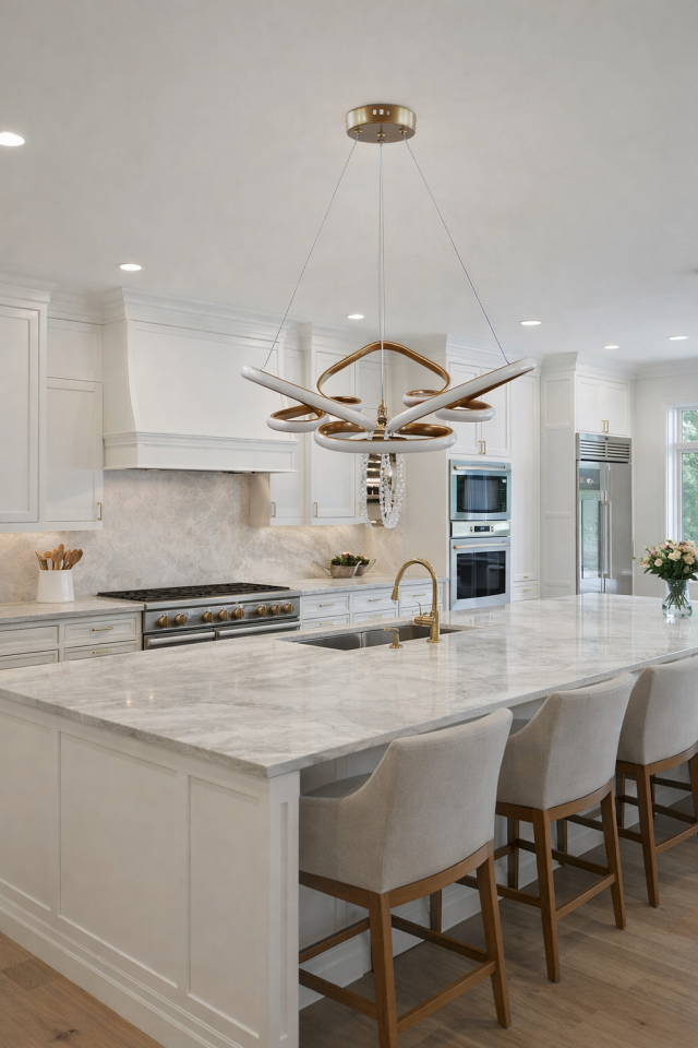 MODERN TAÇ MODEL HALKALI LED AVİZE BRONZ RENK