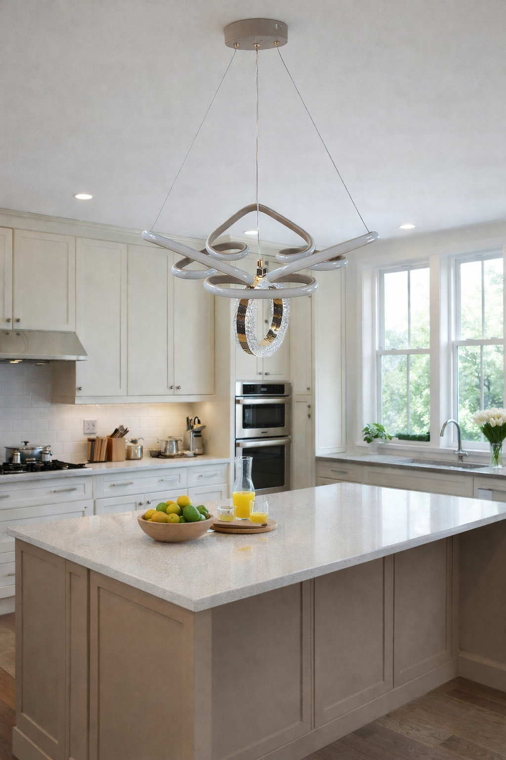 MODERN TAÇ MODEL HALKALI LED AVİZE KİREMİT RENK