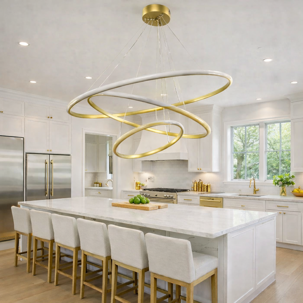 MODERN 3 HALKALI LED AVİZE GOLD RENK