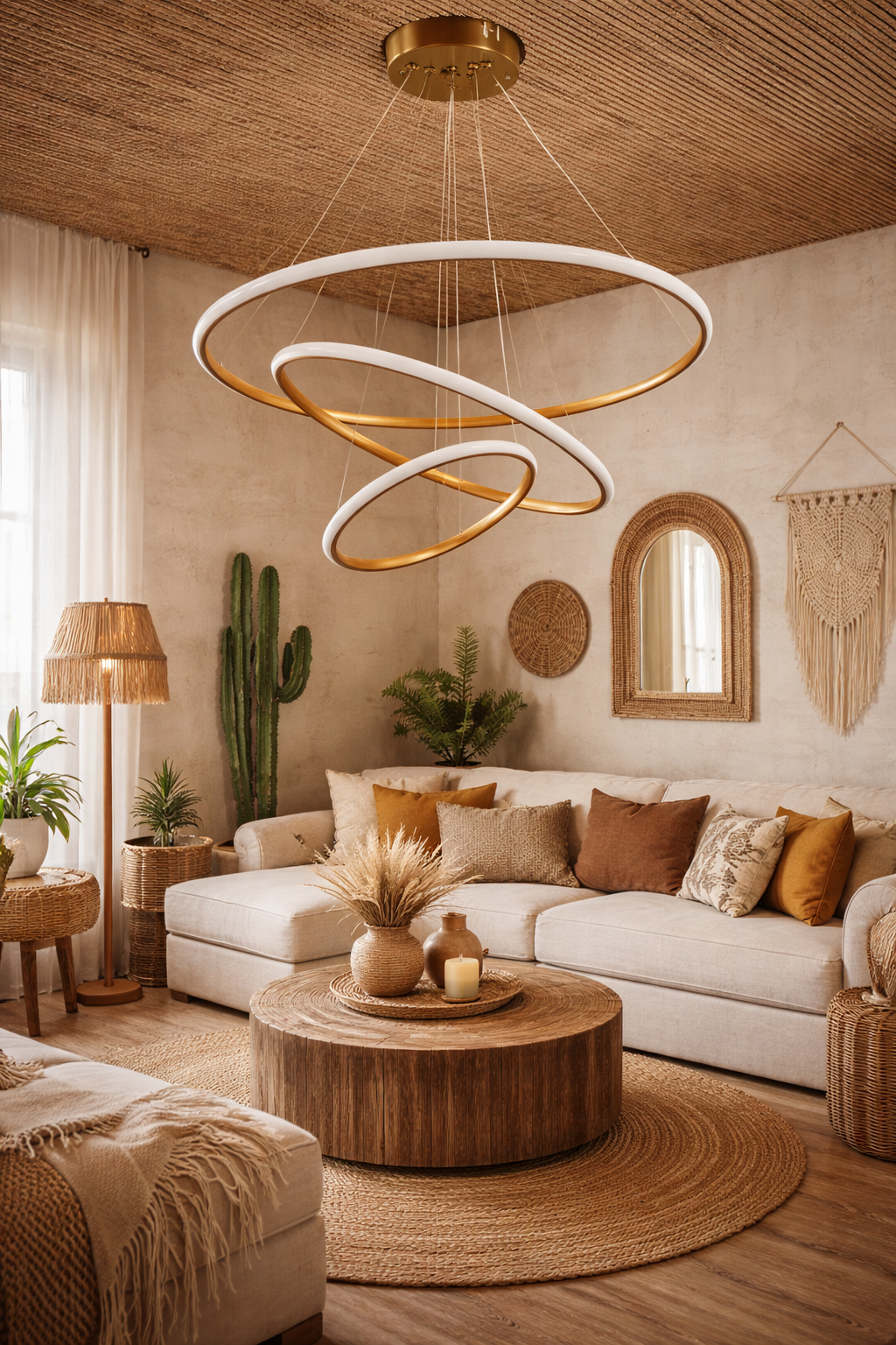 MODERN 3 HALKALI LED AVİZE BRONZ RENK