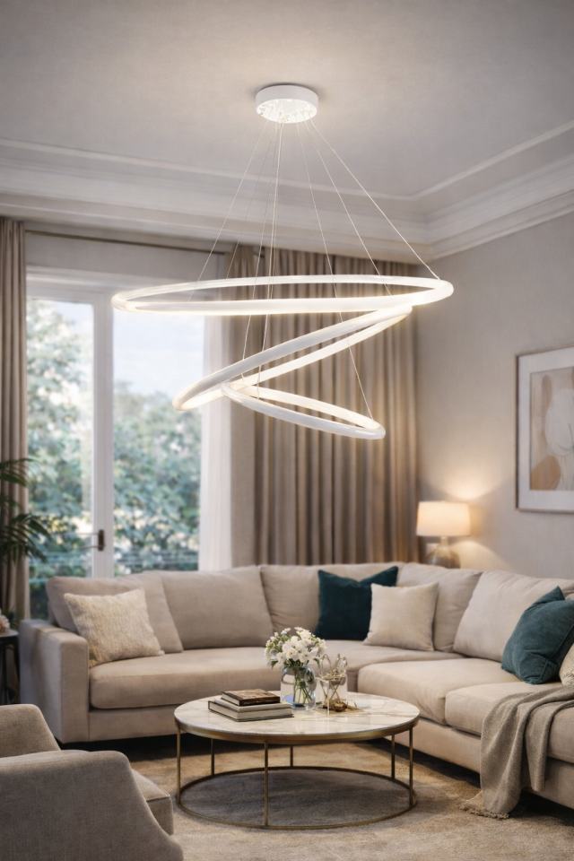 MODERN 3 HALKALI LED AVİZE BEYAZ RENK