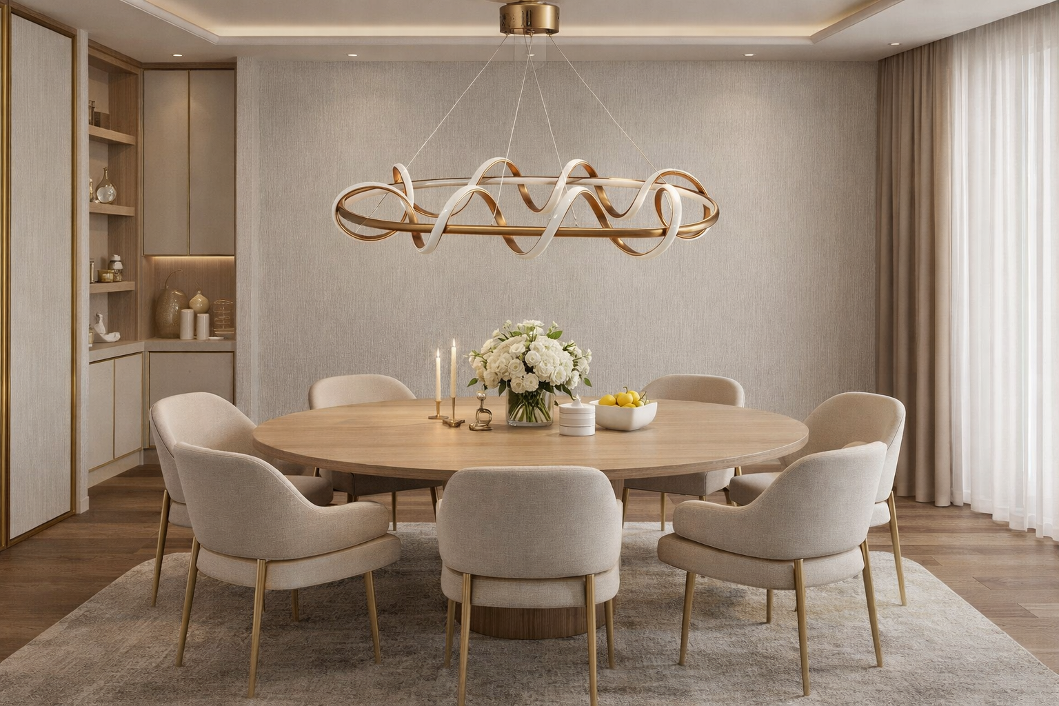 MODERN YEMEK MASASI LED AVİZE BRONZ RENK