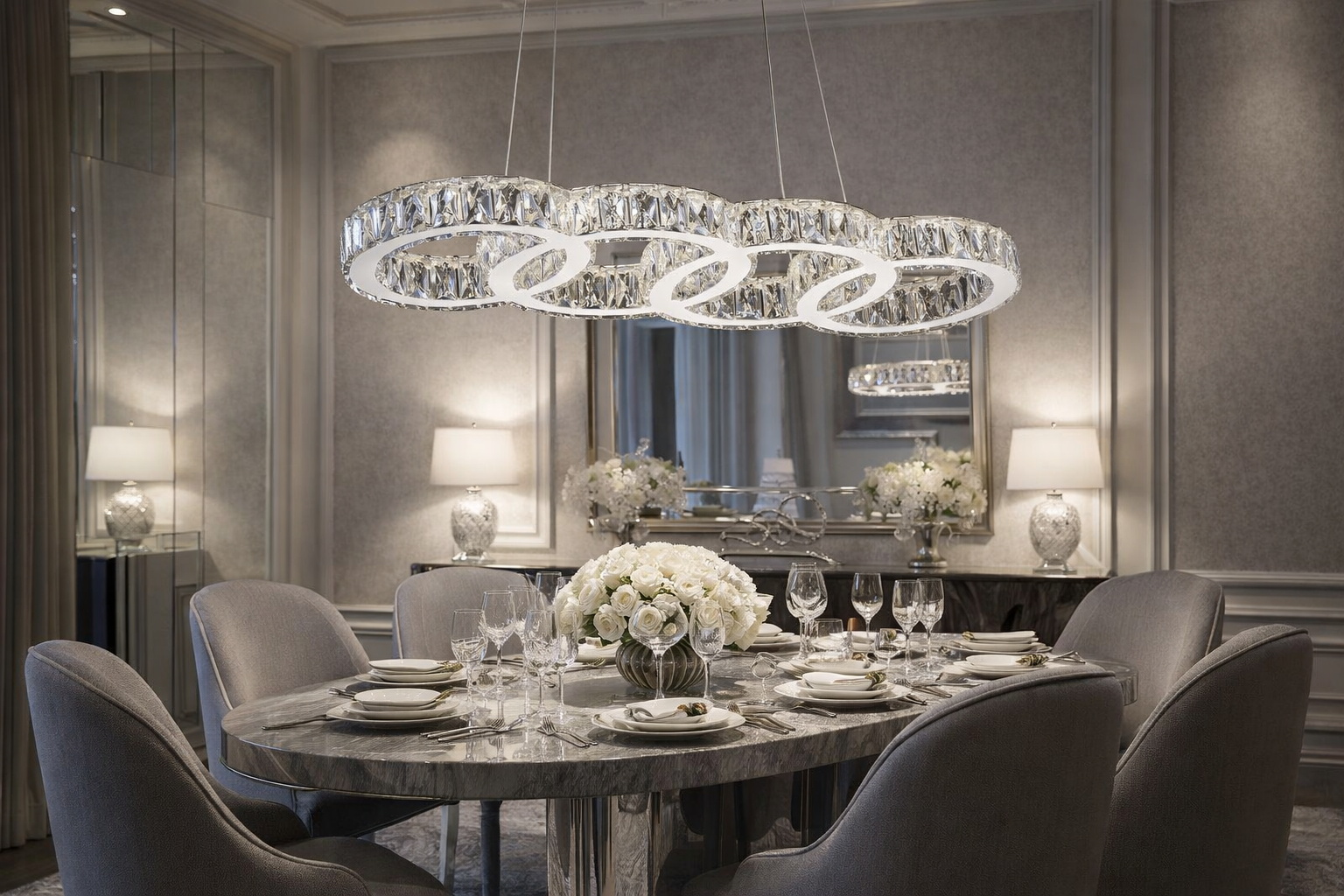 KRİSTAL TAŞLI LEDLİ AUDİ MODEL GÜMÜŞ RENK