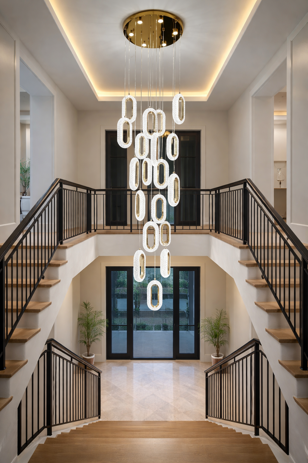 MODERN İTHAL LEDLİ 20 Lİ GALERİ BOŞLUĞU SARKIT AVİZE GOLD RENK