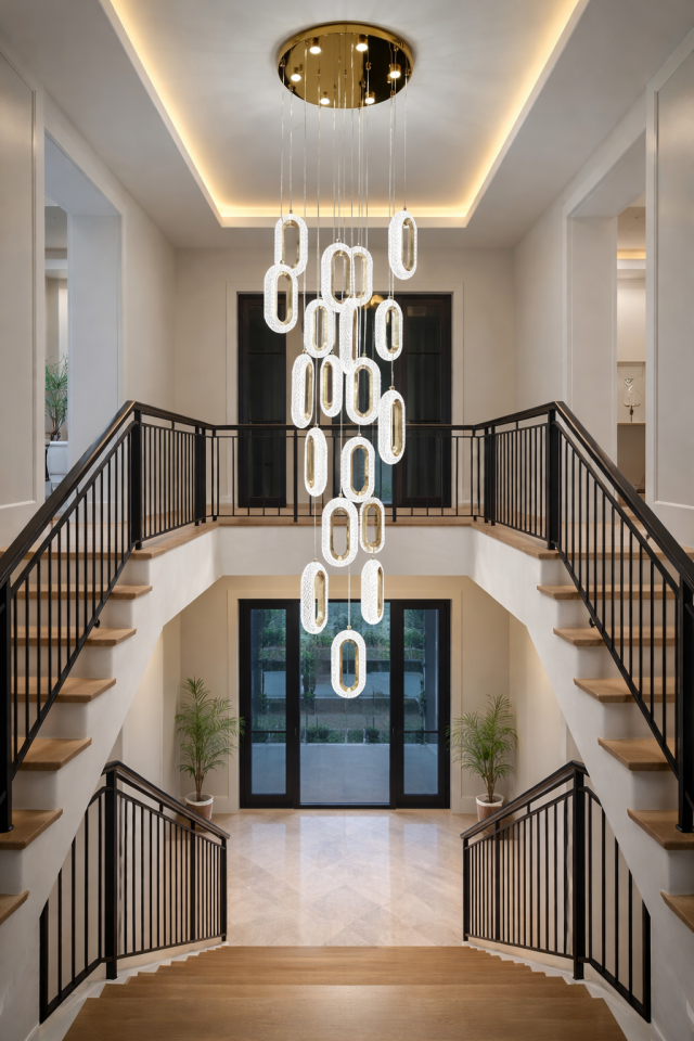 MODERN İTHAL LEDLİ 20 Lİ GALERİ BOŞLUĞU SARKIT AVİZE GOLD RENK